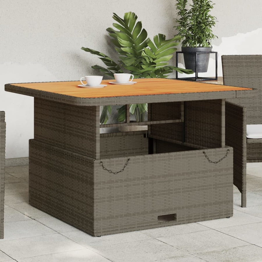Tuintafel 110X110X71 Cm Poly Rattan En Acaciahout Grijs