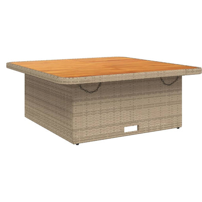 Tuintafel 110X110X71 Cm Poly Rattan En Acaciahout Beige