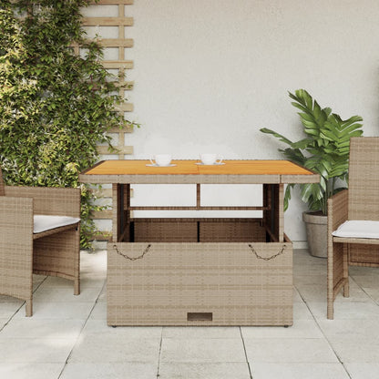 Tuintafel 110X110X71 Cm Poly Rattan En Acaciahout Beige