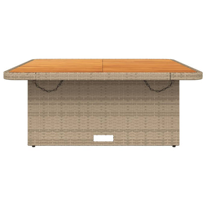 Tuintafel 110X110X71 Cm Poly Rattan En Acaciahout Beige