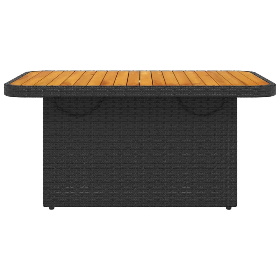 Tuintafel 90X55X71 Cm Poly Rattan En Massief Acaciahout Zwart