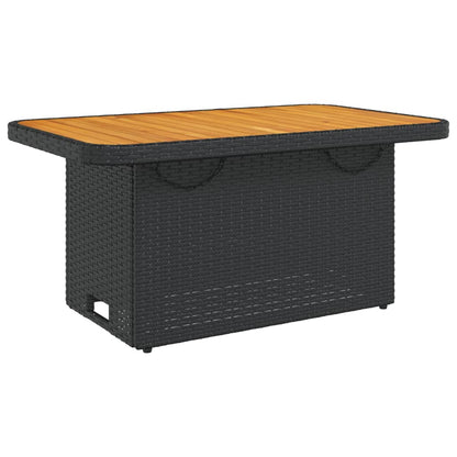 Tuintafel 90X55X71 Cm Poly Rattan En Massief Acaciahout Zwart