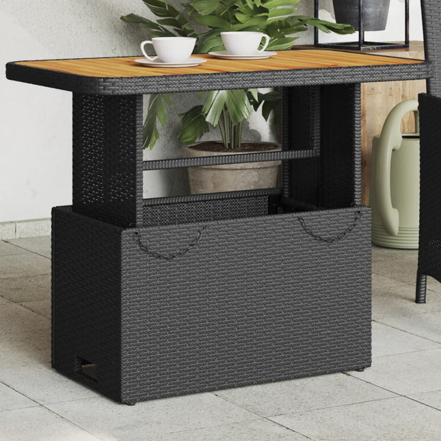 Tuintafel 90X55X71 Cm Poly Rattan En Massief Acaciahout Zwart