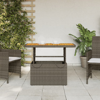 Tuintafel 90X55X71 Cm Poly Rattan En Acaciahout Grijs