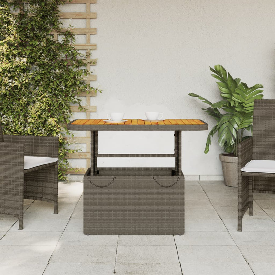 Tuintafel 90X55X71 Cm Poly Rattan En Acaciahout Grijs