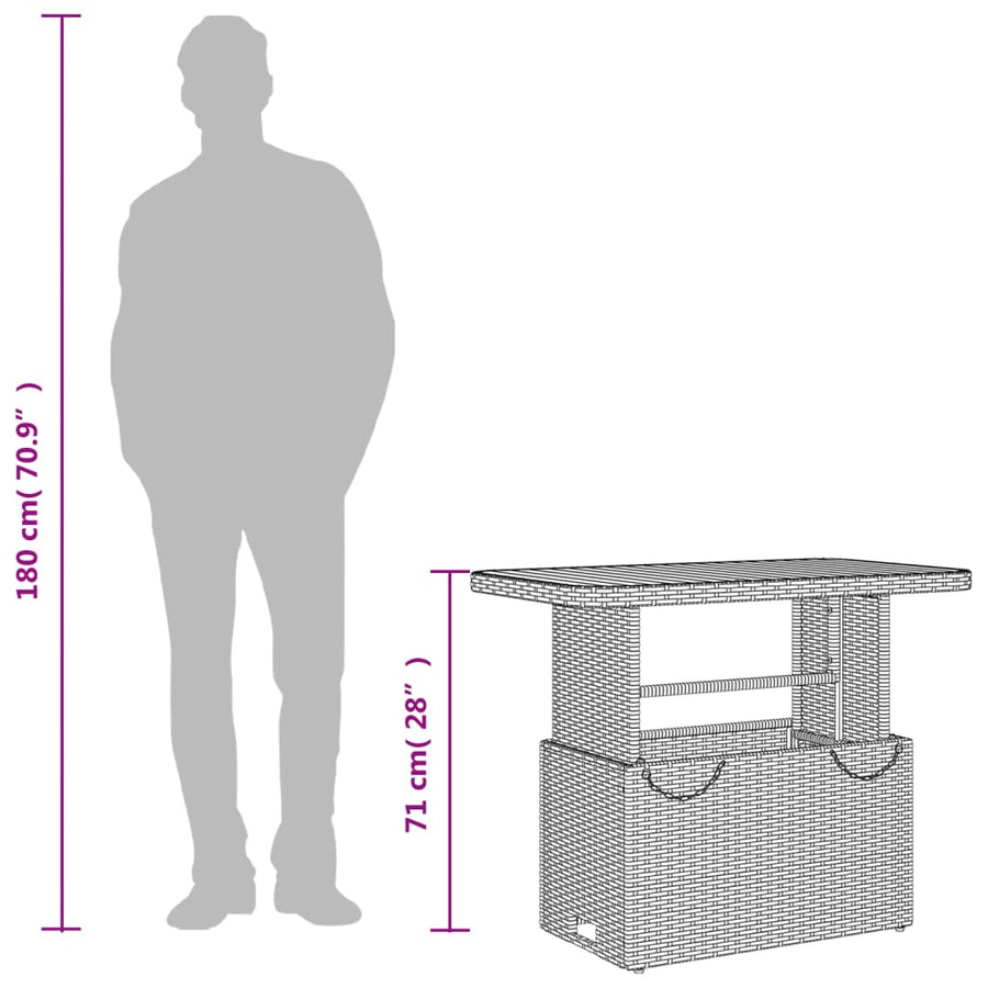 Tuintafel 90X55X71 Cm Poly Rattan En Acaciahout Grijs