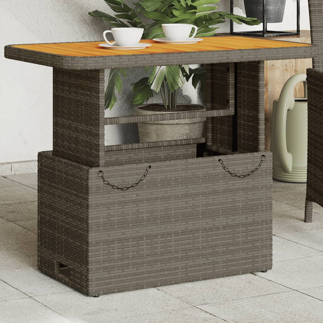 Tuintafel 90X55X71 Cm Poly Rattan En Acaciahout Grijs