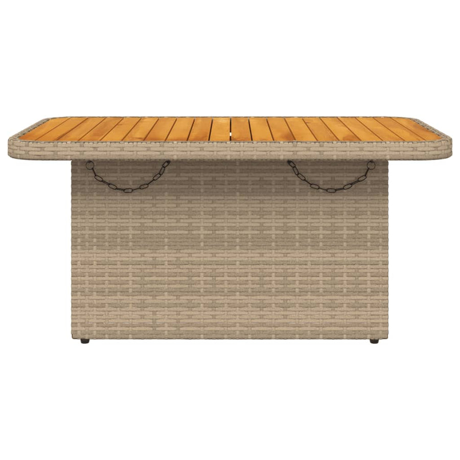 Tuintafel 90X55X71 Cm Poly Rattan En Acaciahout Beige
