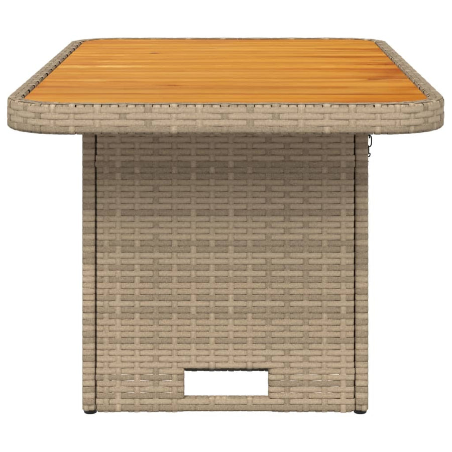 Tuintafel 90X55X71 Cm Poly Rattan En Acaciahout Beige