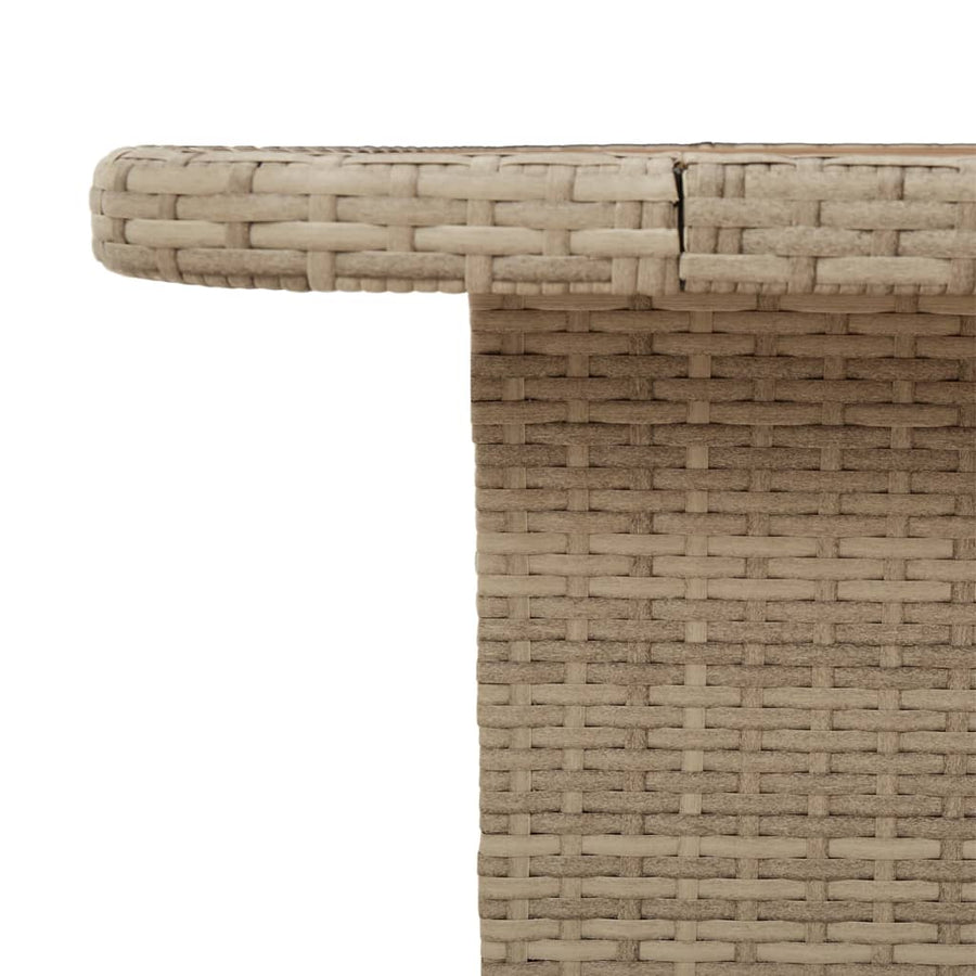 Tuintafel 90X55X71 Cm Poly Rattan En Acaciahout Beige