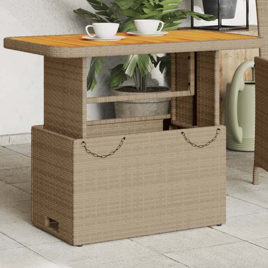 Tuintafel 90X55X71 Cm Poly Rattan En Acaciahout Beige