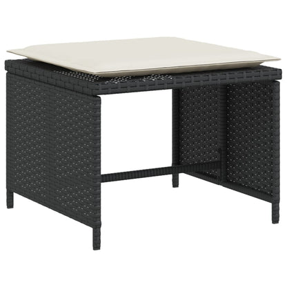 Tuinstoel met voetenbank poly rattan zwart