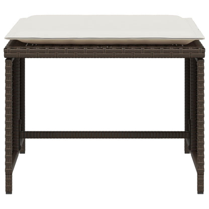 Tuinstoel met voetenbank poly rattan bruin
