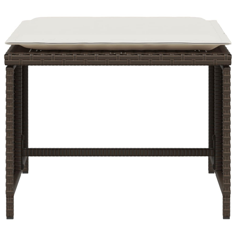 Tuinstoel met voetenbank poly rattan bruin