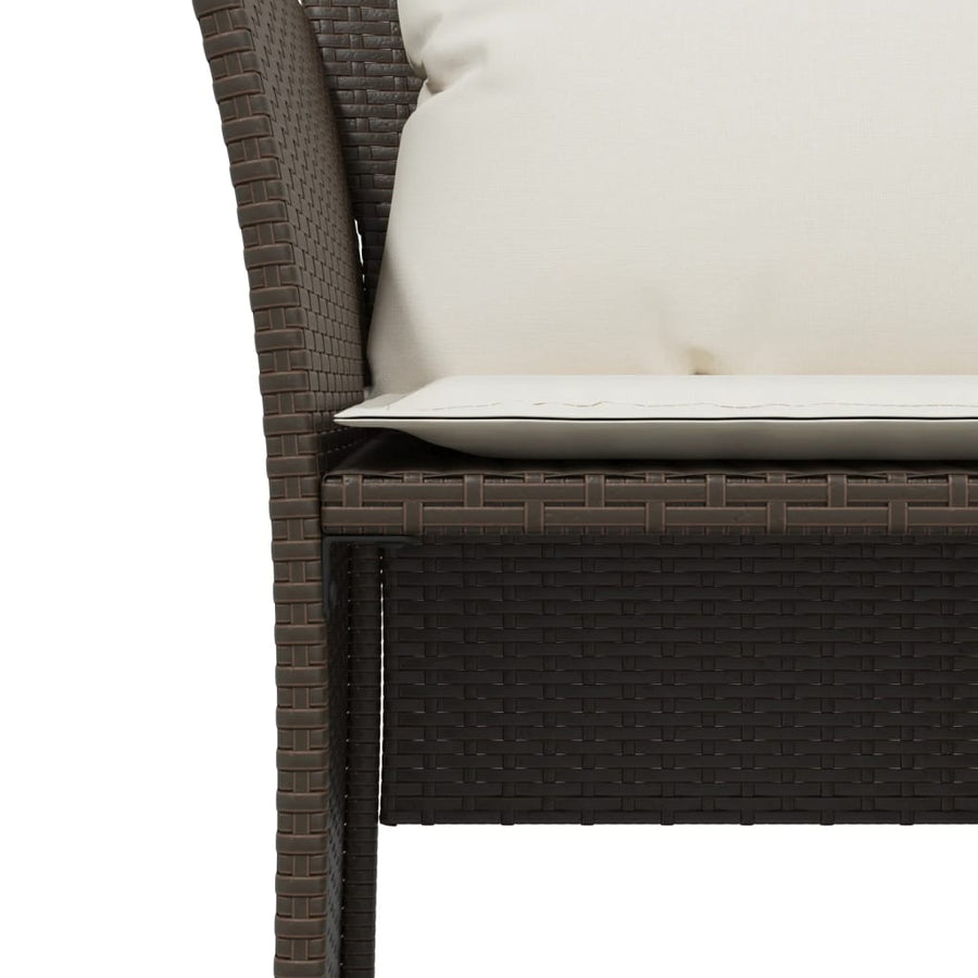 Tuinstoel met voetenbank poly rattan bruin