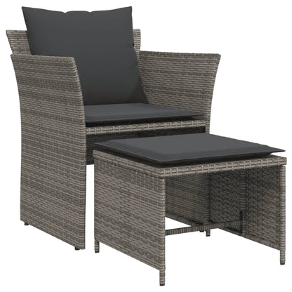 Tuinstoel met voetenbank poly rattan grijs