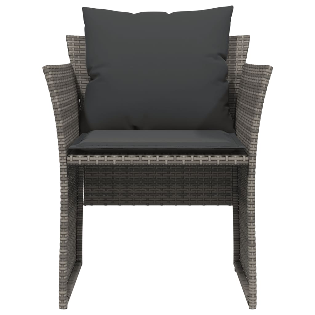 Tuinstoel met voetenbank poly rattan grijs
