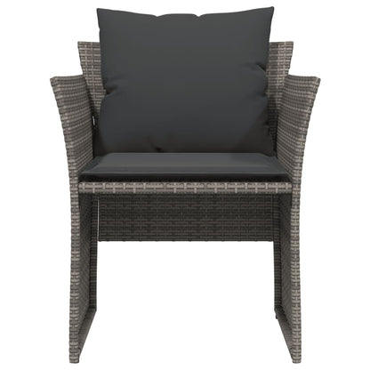 Tuinstoel met voetenbank poly rattan grijs