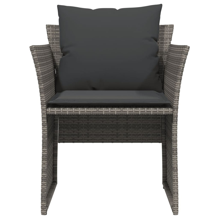 Tuinstoel met voetenbank poly rattan grijs