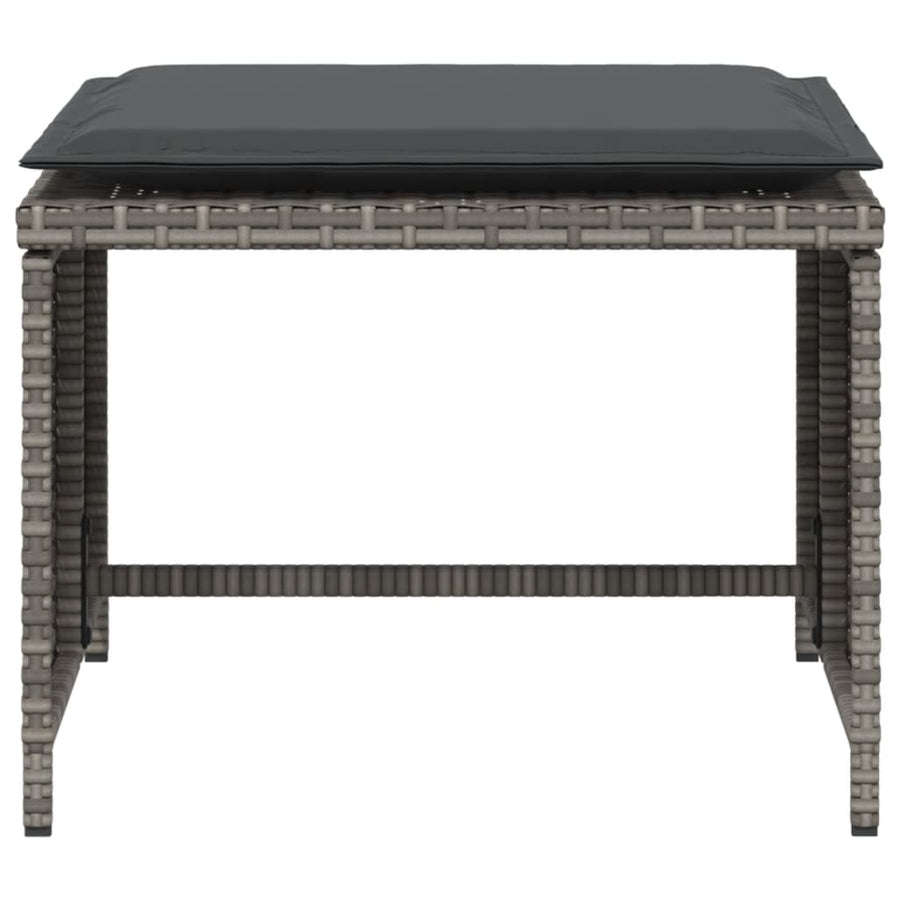 Tuinstoel met voetenbank poly rattan grijs