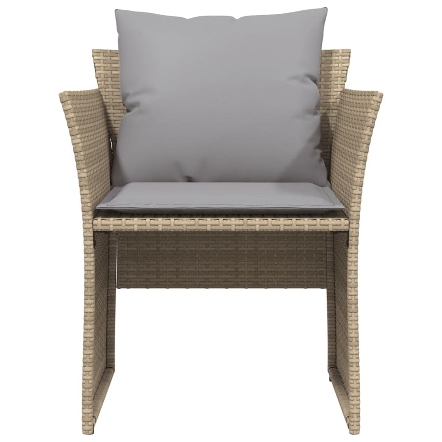 Tuinstoel met voetenbank poly rattan beige