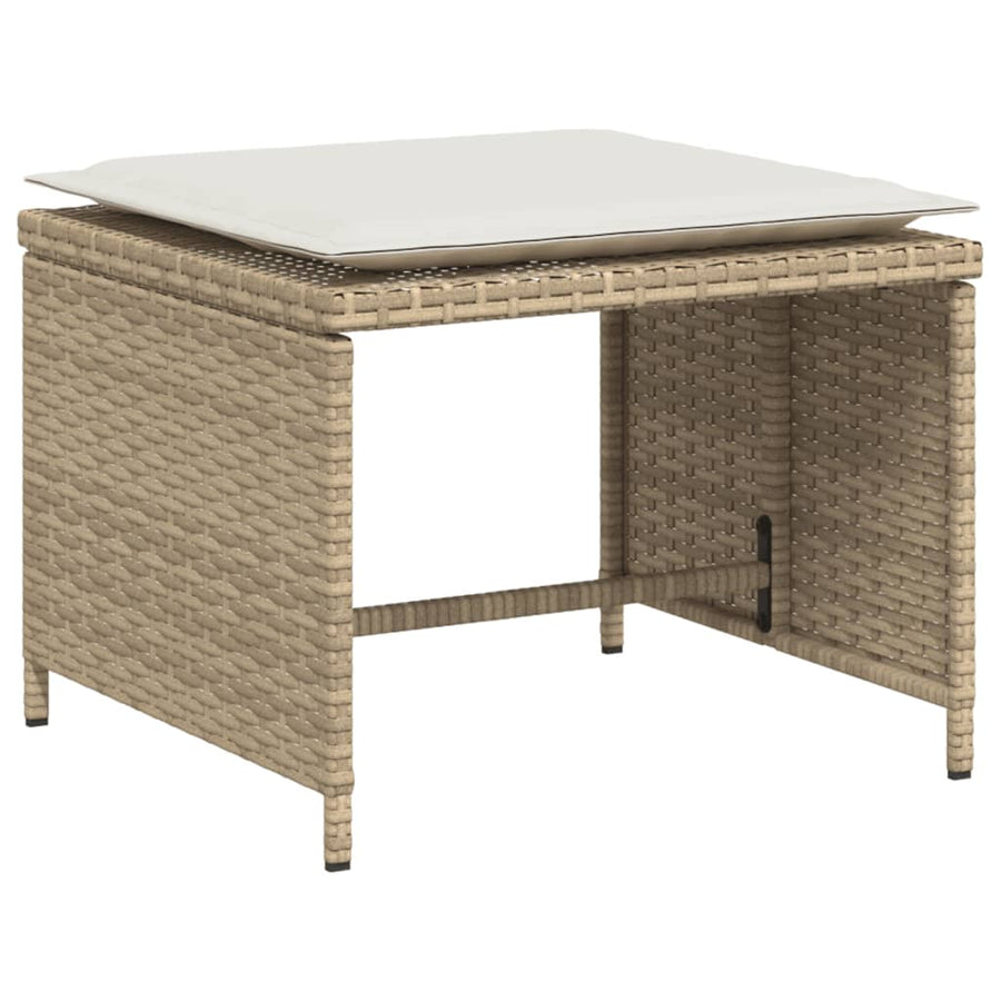 Tuinstoel met voetenbank poly rattan beige