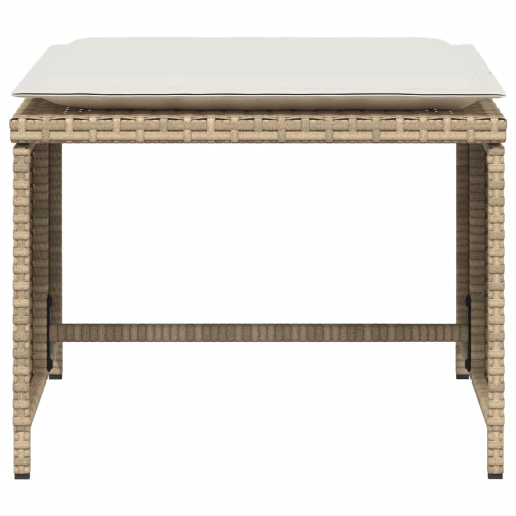 Tuinstoel met voetenbank poly rattan beige