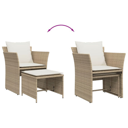 Tuinstoel met voetenbank poly rattan beige