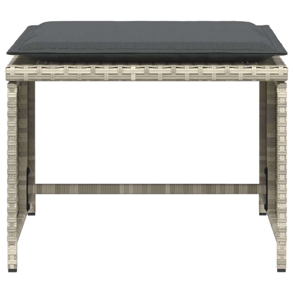 Tuinstoel met voetenbank poly rattan lichtgrijs