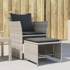 Garden chair with footrest poly rattan light grey