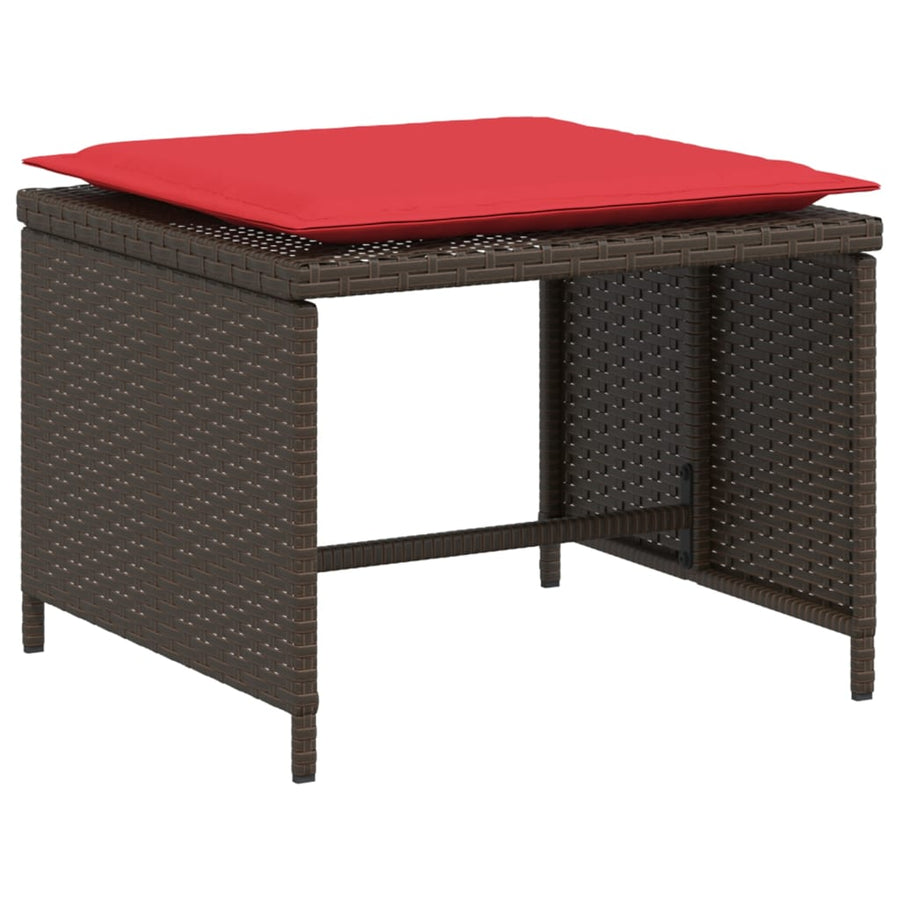 Tuinstoel met voetenbank poly rattan bruin