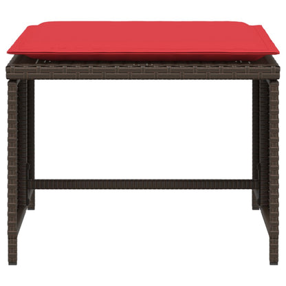 Tuinstoel met voetenbank poly rattan bruin