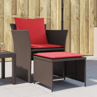 Garden chair with footrest poly rattan brown