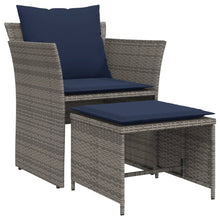 Tuinstoel met voetenbank poly rattan grijs
