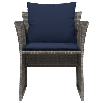 Tuinstoel met voetenbank poly rattan grijs