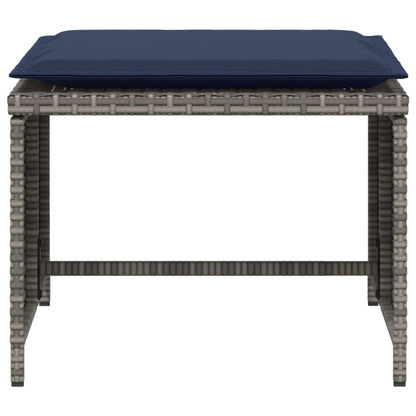 Tuinstoel met voetenbank poly rattan grijs