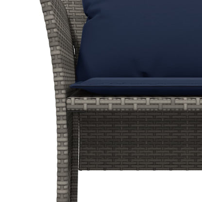 Tuinstoel met voetenbank poly rattan grijs