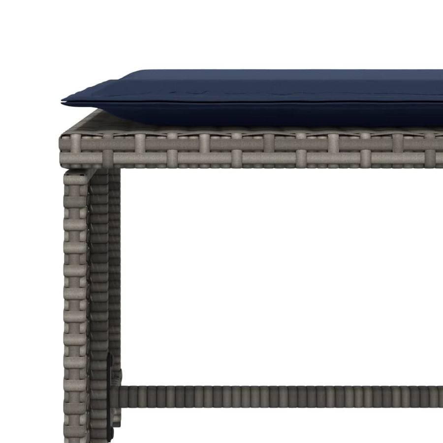 Tuinstoel met voetenbank poly rattan grijs