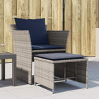 Garden chair with footrest poly rattan grey