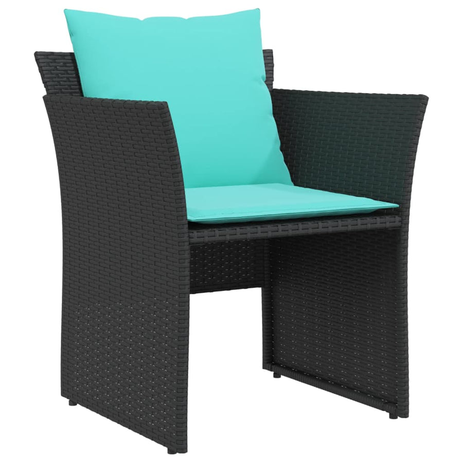 Tuinstoel met voetenbank poly rattan zwart