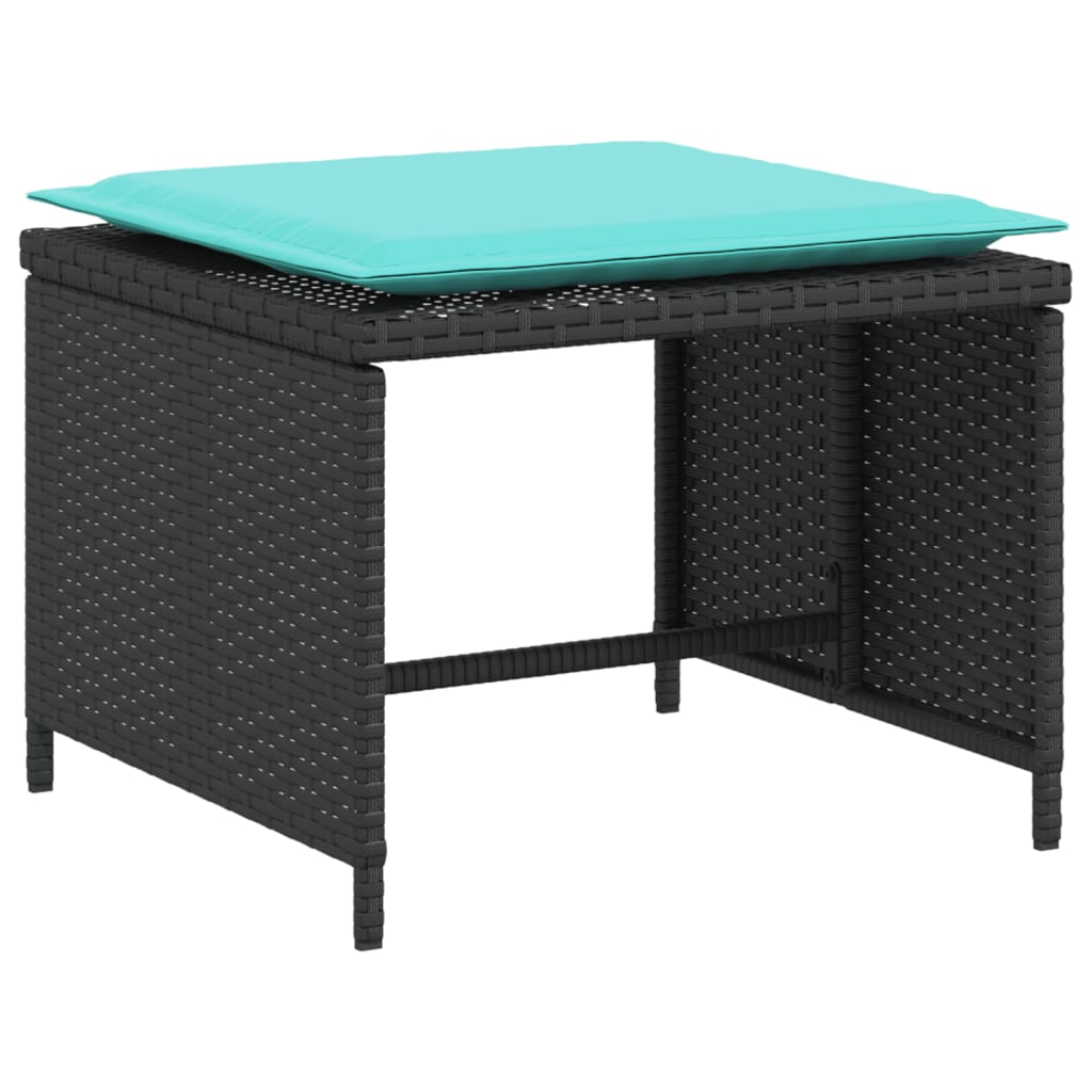Tuinstoel met voetenbank poly rattan zwart