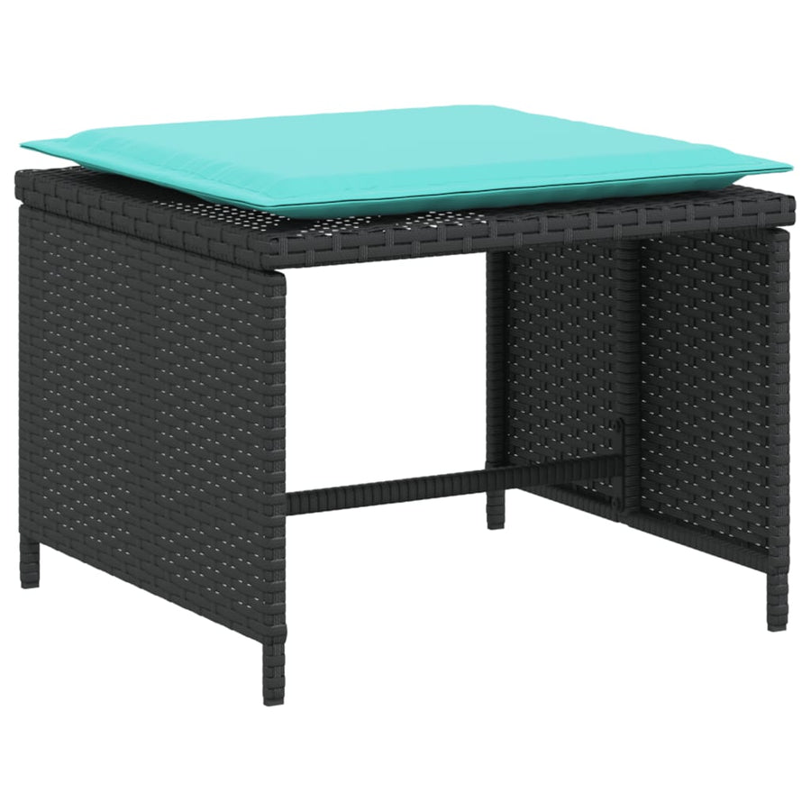 Tuinstoel met voetenbank poly rattan zwart