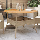 Tuintafel acaciahout blad Ø110x71 cm poly rattan beige