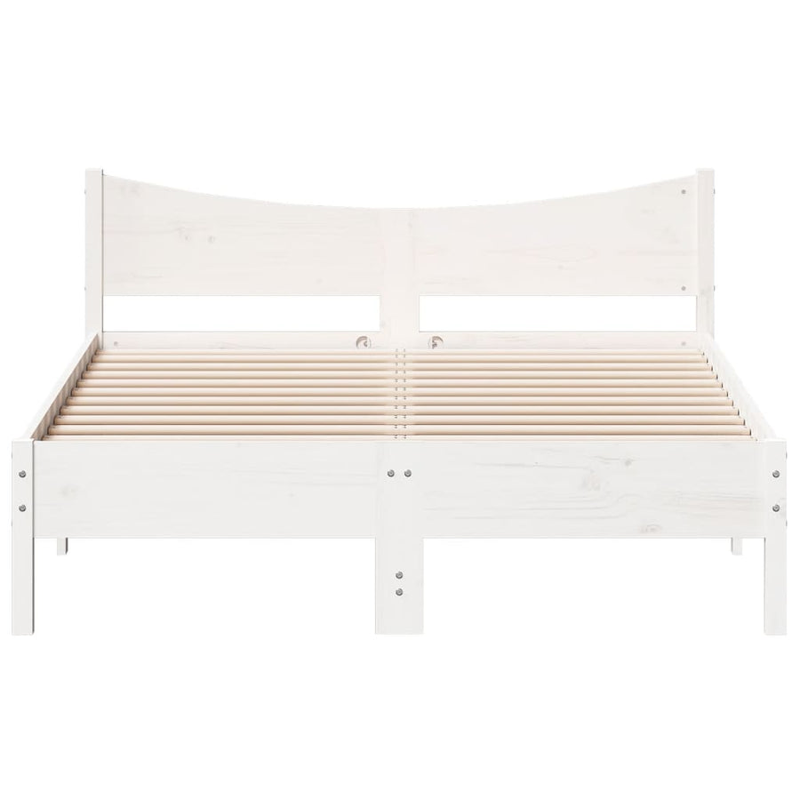 Bedframe massief grenenhout wit 140x200 cm 140 x 200 cm Wit