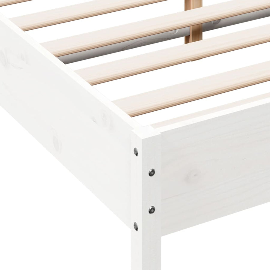 Bedframe massief grenenhout wit 140x200 cm 140 x 200 cm Wit