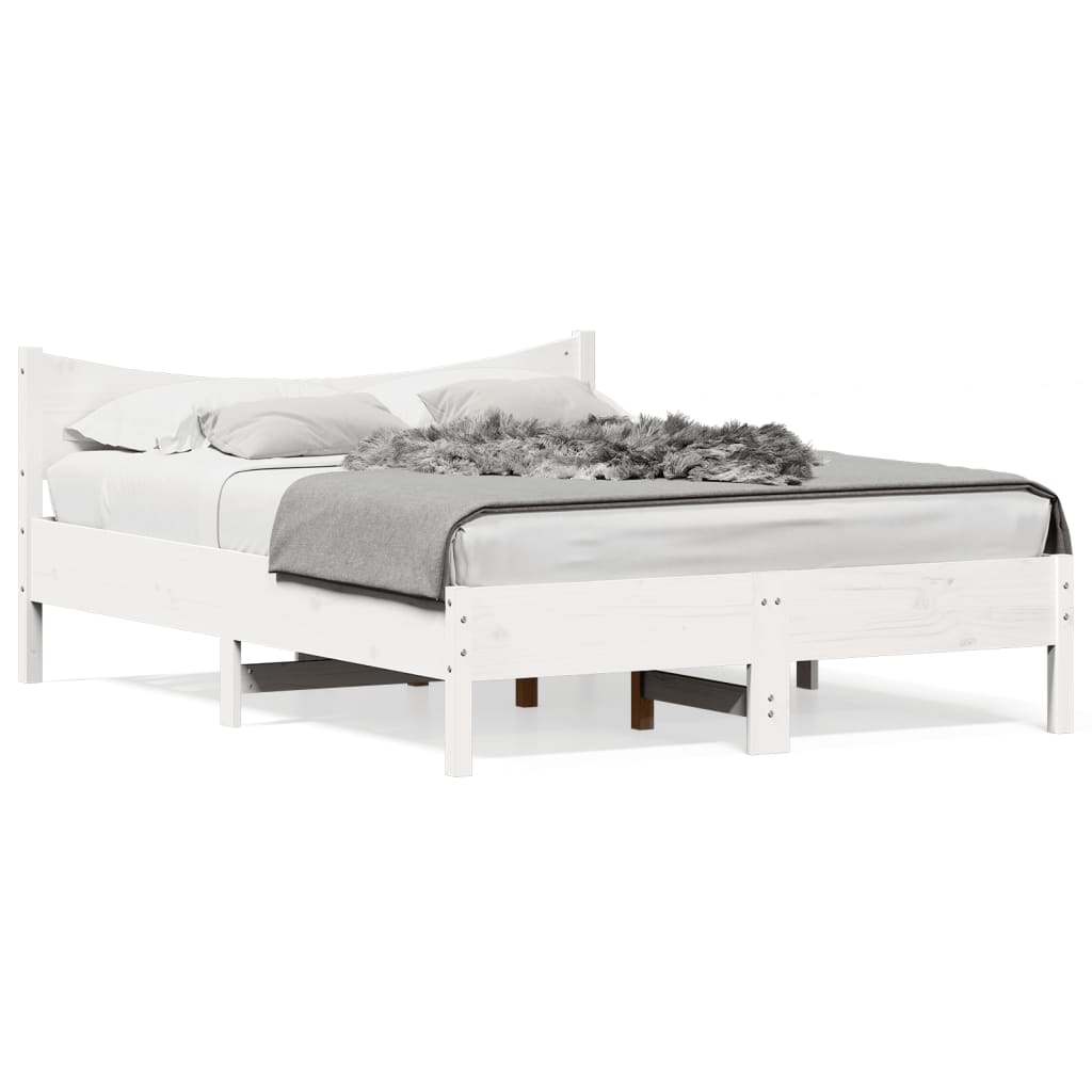 Bedframe massief grenenhout wit 140x200 cm 140 x 200 cm Wit