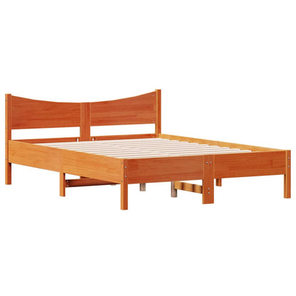 Bedframe massief grenenhout wasbruin 140x200 cm 140 x 200 cm Wasbruin