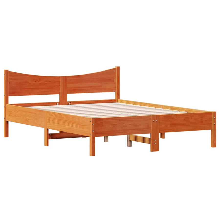 Bedframe massief grenenhout wasbruin 140x200 cm 140 x 200 cm Wasbruin