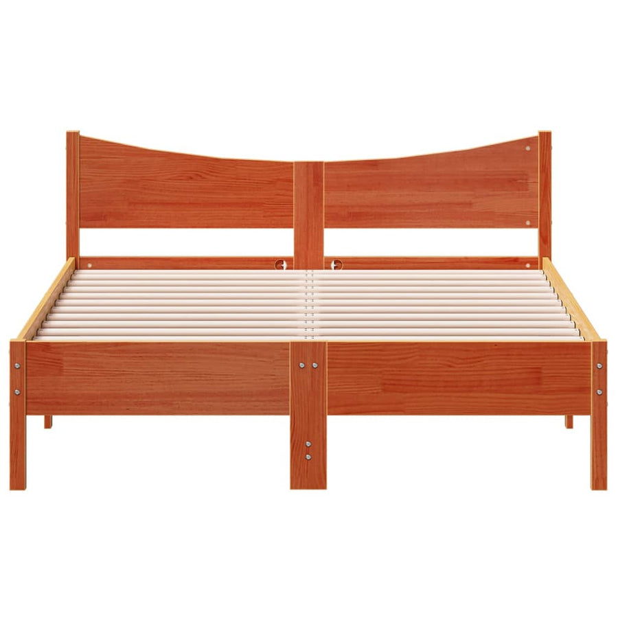 Bedframe massief grenenhout wasbruin 140x200 cm 140 x 200 cm Wasbruin