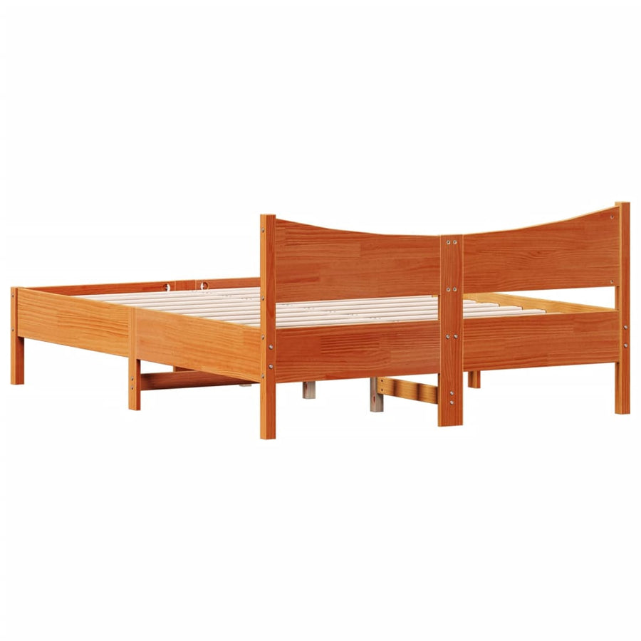 Bedframe massief grenenhout wasbruin 140x200 cm 140 x 200 cm Wasbruin